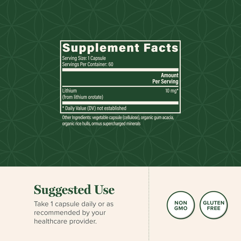 Global Healing Lithium Orotate Brain Health Supplement - Supports Mood, Function, and Clarity - 60 Capsules - BeesActive Australia
