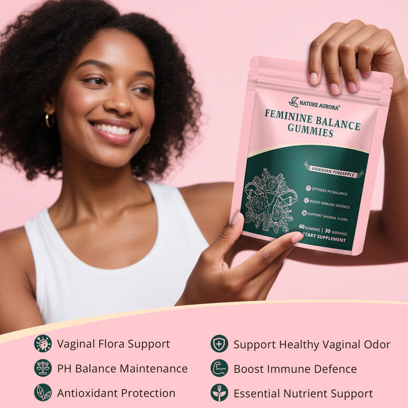 Feminine Balance Gummies, Vaginal Probiotics for Women, Hawaiian Pineapple | Support pH Balance, Healthy Odor, Digestive Health & Immune, 60 Count, Vegan, Gluten-Free