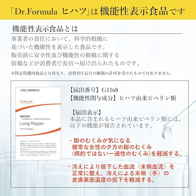 Doctor-supervised swelling and cold relief supplement Dr.Fromula Hihatsu Food with functional claims 30 days supply 90 tablets Made in Japan Long Pepper - BeesActive Australia