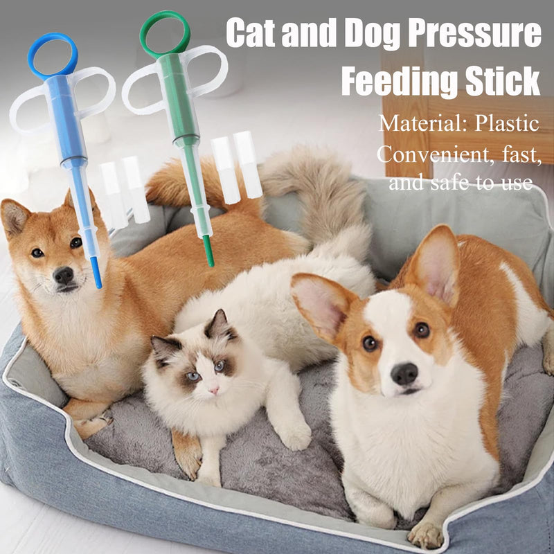 Pack of 2 tablet dispensers for cats, tablet dispensers for cats, pill assist cat pusher syringe, medication feeder, safety for small dogs, cats, pet swallowing aids (green, blue) - BeesActive Australia