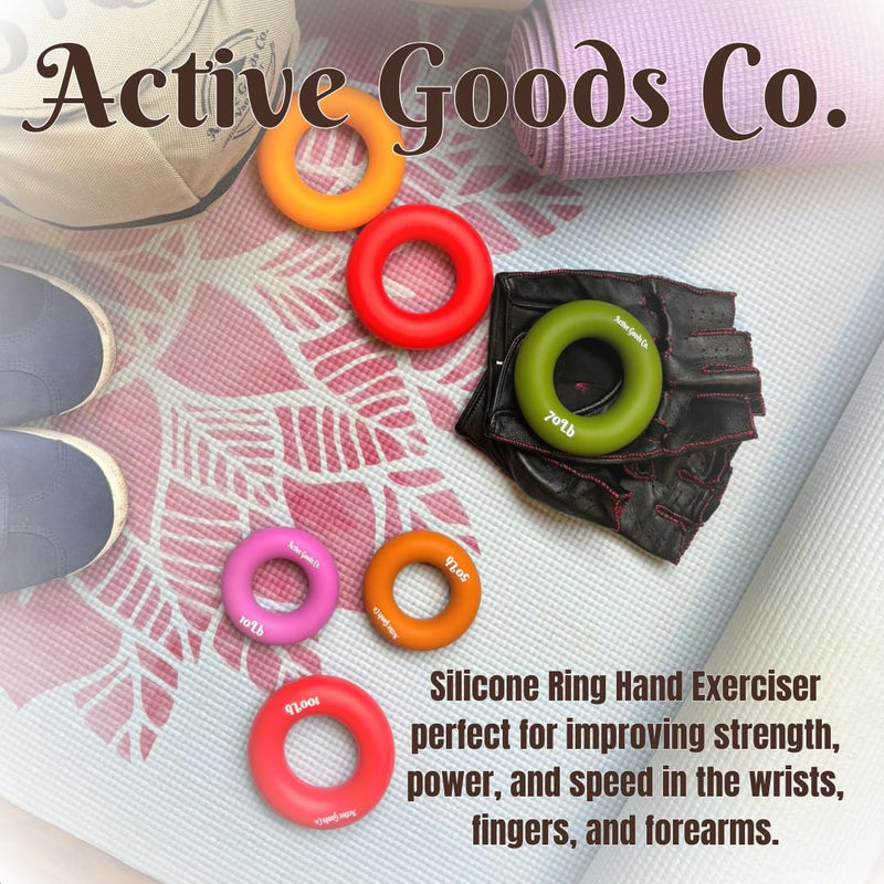 Hand & Forearm Exerciser - Single ring or Set, Resistance 10-120Lb, Diameter 2.5-3,5in. Visit to see more options Colors may vary from images shown 5 Set 100-150-200 - BeesActive Australia