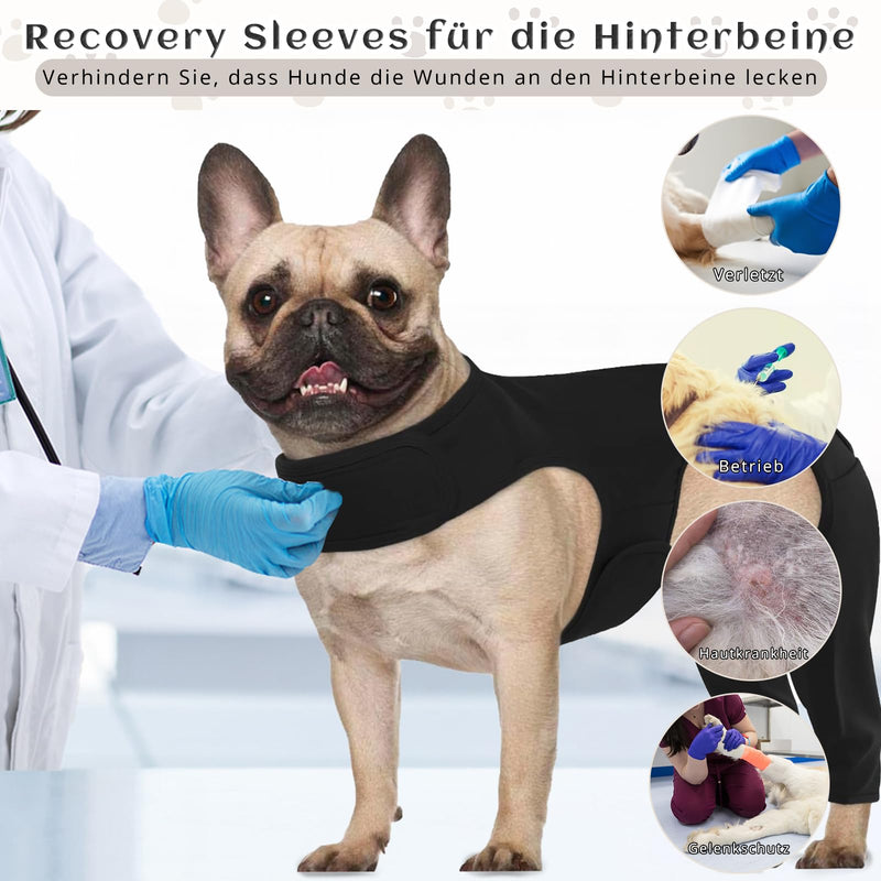 Dog bodysuit after surgery with leg, wound protection suits for dogs, anti-wound licking surgery body dogs, knee bandage dog hind leg, recovery suit for dogs, dog collar alternative, dog leg protection bodysuit (L) L black - BeesActive Australia