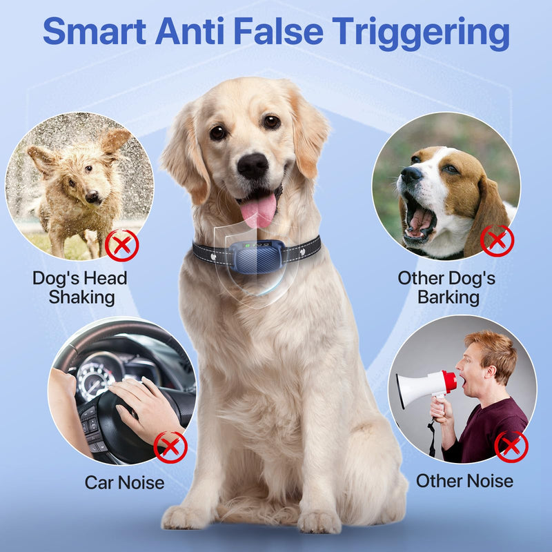 Dog Bark Collar, Humane Anti Bark Collar with 8 Sensitivity Levels for Medium Large Dogs, Automatic Waterproof Smart No Bark Collar with Beep Vibration Three Training Modes blue-black - BeesActive Australia