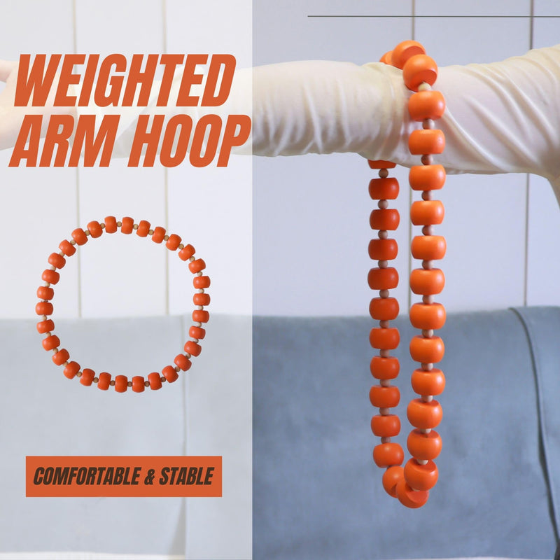 Wooden Arm Hula Weighted Hoop - Strengthen Arms and Shoulders, Portable Arm Exercise Holahoops Beads for Women Fitness, 2 Hoops - BeesActive Australia