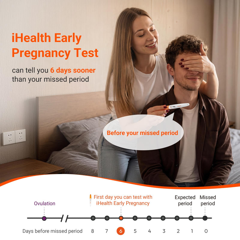 iHealth Pregnancy Test 3-Pack, Early Detection Ultra-Sensitive Results 6 Days Before Missed Period, Over 99% Accurate. Easy at-Home Fertility HCG Test Kit, Individually Wrapped, Pruebas de embarazo 3 Pack - BeesActive Australia