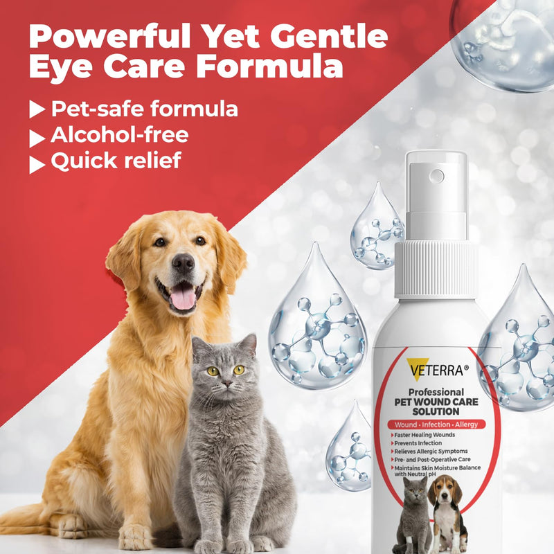 Dog and Cat Wound Care Spray for Dogs & Cats – Vet Recommended Skin Cleansing Spray, Helps Clean Minor Cuts & Scratches, Supports Skin Hygiene, Gentle No-Sting Formula - 3.38 Oz 100 Ml