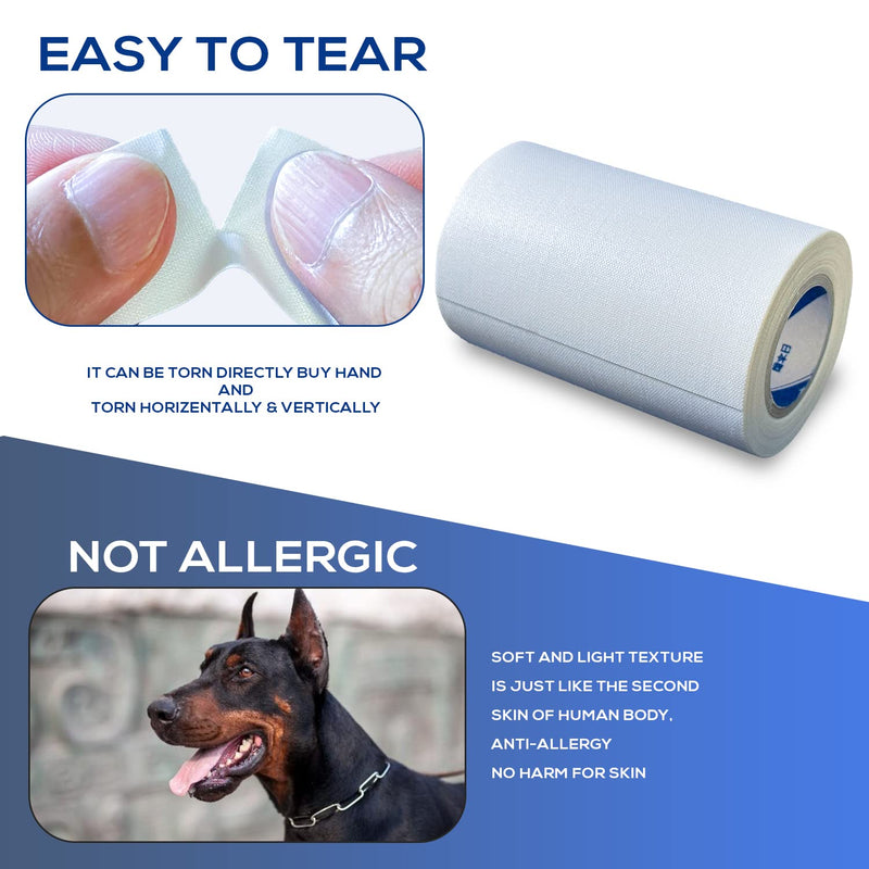 Ear Tape for Dogs 1 Pack with Dog Ear Cleaner Cotton Swabs, Self Adhesive Cotton Tape for Dog Ear Protection and Support, Ear Care Set for Dogs (3.0 inch (75 mm)) 3.0 inch (75 mm)
