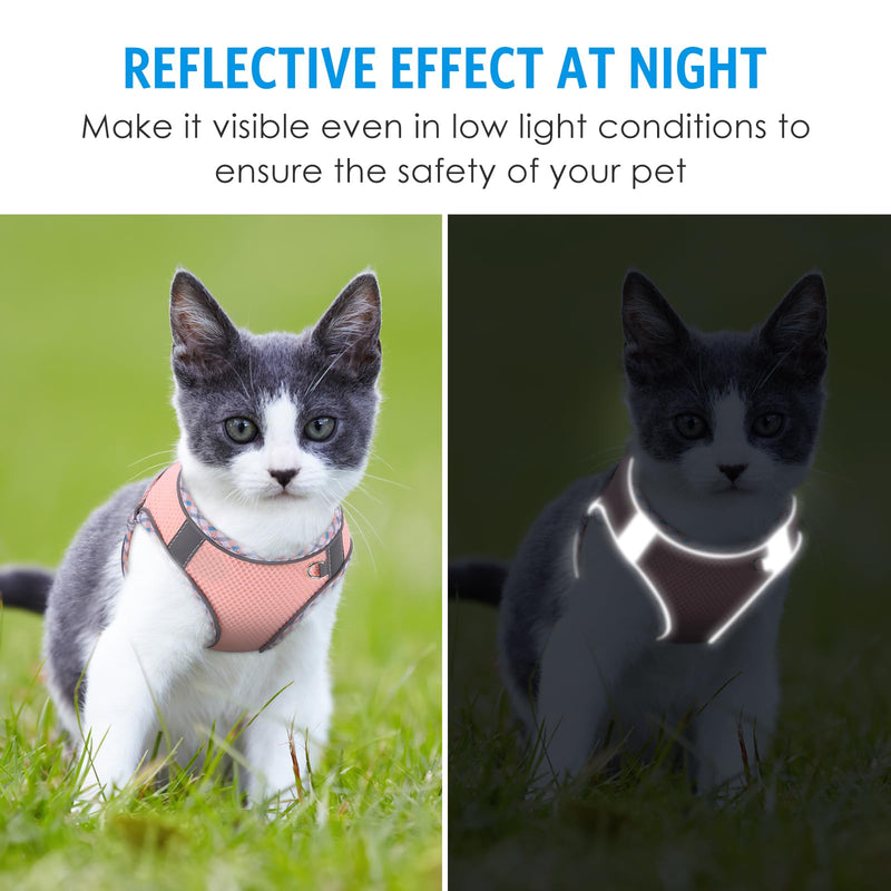 Brifit Cat Harness, Cat Harness with Leash, Escape-Proof, Soft Harness for Cat with Reflective Strips, Adjustable Cat Vest, Cat Harness Cat Harness for Cats Puppy [Pink, XXS] Pink - BeesActive Australia