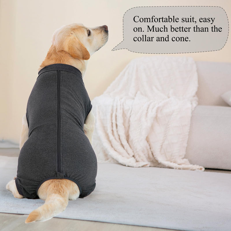 Cyponpy Dog Bodysuit After Surgery with Zipper Surgery Body Dog Castration Female Dog Surgery Body Male Surgery Body Dog Medical Bodysuit for Dogs Leak Protection Dog Wound Protection Suit for Dogs One-Piece 2XL Gray - BeesActive Australia