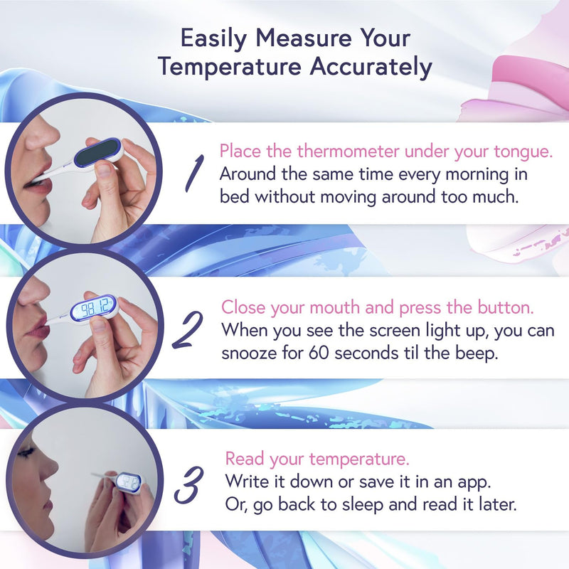 iProven Basal Body Thermometer with Backlight & Big Digits, 1/100 Degree High Precision, BBT for Ovulation Tracking, 30 Memory Recall, Accurate Fertility Temperature Tracker B: Backlight