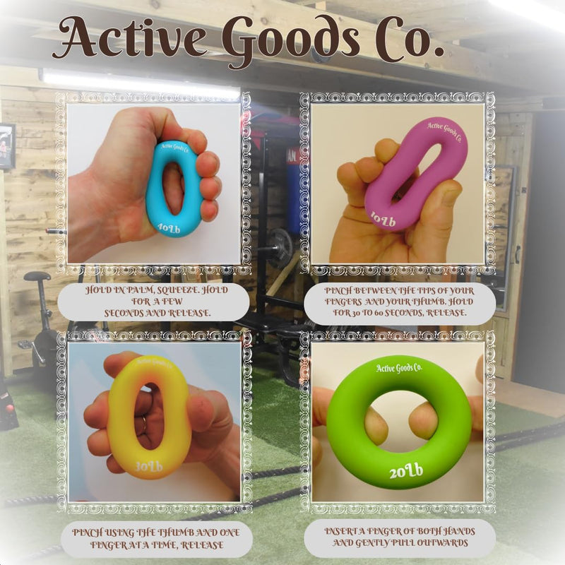 Hand & Forearm Exerciser - Single ring or Set, Resistance 10-120Lb, Diameter 2.5-3,5in. Visit to see more options Colors may vary from images shown 5 Set 100-150-200 - BeesActive Australia