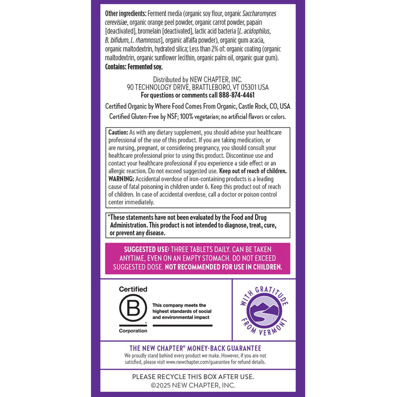 New Chapter Postnatal Vitamins Lactation Supplement, 192 Count | Complete Multivitamin with Fermented Vitamin D3 and B Vitamins, Made with Organic Vegetables and Herbs, Non-GMO 192 Count (Pack of 1)