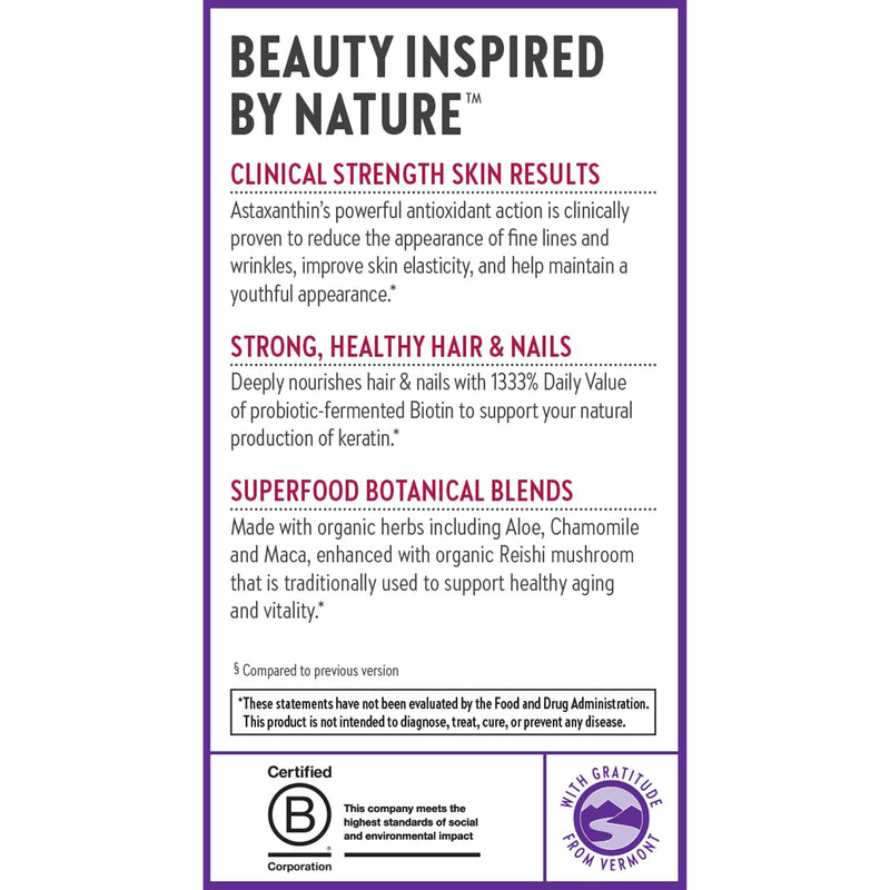 New Chapter Vegan Fermented Biotin Supplement, 60 Count | Hair, Skin, and Nails Vitamins with Fermented Biotin and Astaxanthin for Beauty Support, Vegan Formula