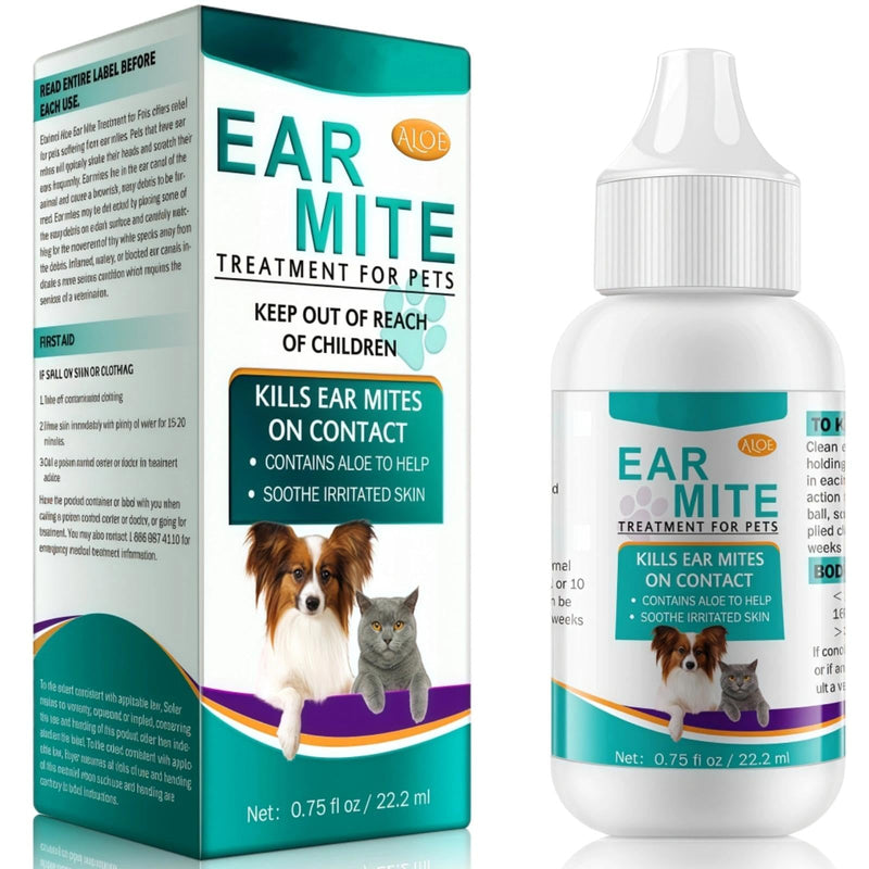 Dog Ear Cleaner Solution, Ear Mite Treatment for Dogs & Cats, Cat & Dog Ears Drops for Yeast Infection Treatment, Gentle Formula Provides Relief from Mites, Itching, Dirt & Stinky Stuff for Dogs Ears