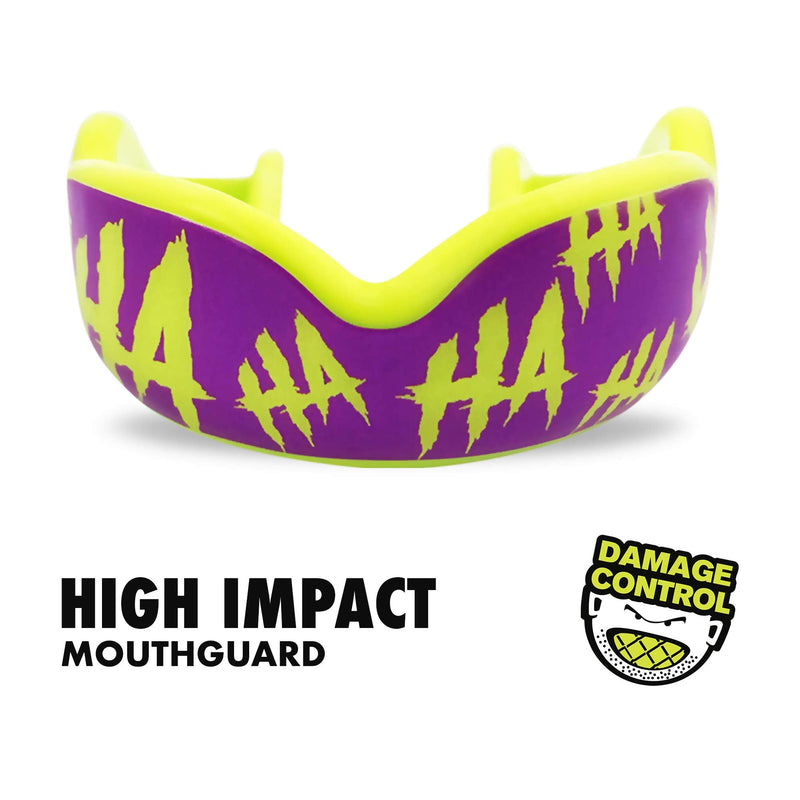 DAMAGE CONTROL High-Impact Mouth Guard – Sports Mouthguard for Boxing, Football, Hockey, Lacrosse & Basketball, Protects Teeth & Jaw, Protective Mouthpiece for Adults & Youth (Adult, HA HA HA 2.0) Adult