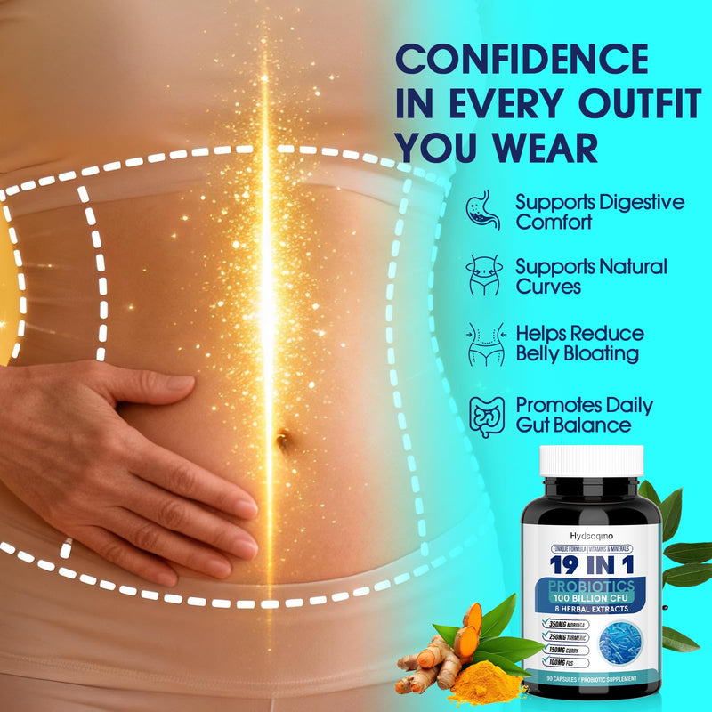 Probiotics for Women – Menopause, Digestive & Gut Health Support with 100 Billion CFU, FOS Turmeric, Moringa, Curry, Boswellia Serrata, Vitamins & Minerals, Daily Probiotic Supplement, 90 Capsules 90 Count (Pack of 1)