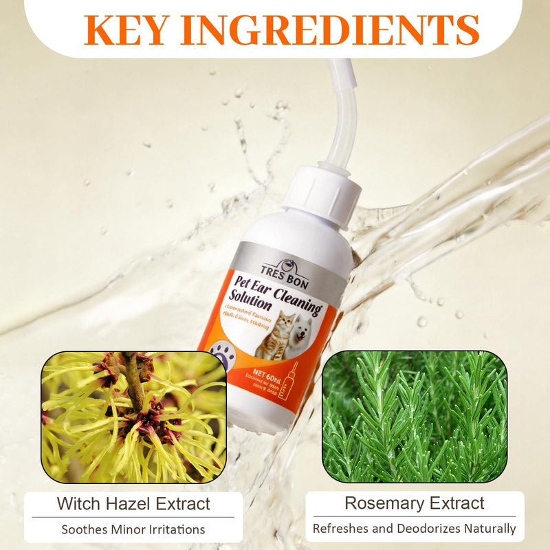 Ear Cleaner for Dogs and Cats, Ear Cleaner Solution for Dogs and Cats, Gently Remove Ears Wax & Debris
