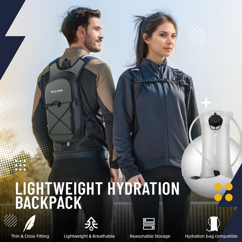 Hydration Backpack with TPU Hydration Bladder, Lightweight Hiking Water Backpack, Hydration Pack with 2L Water Bladder for Running, Cycling Climbing Camping Outdoor Sports