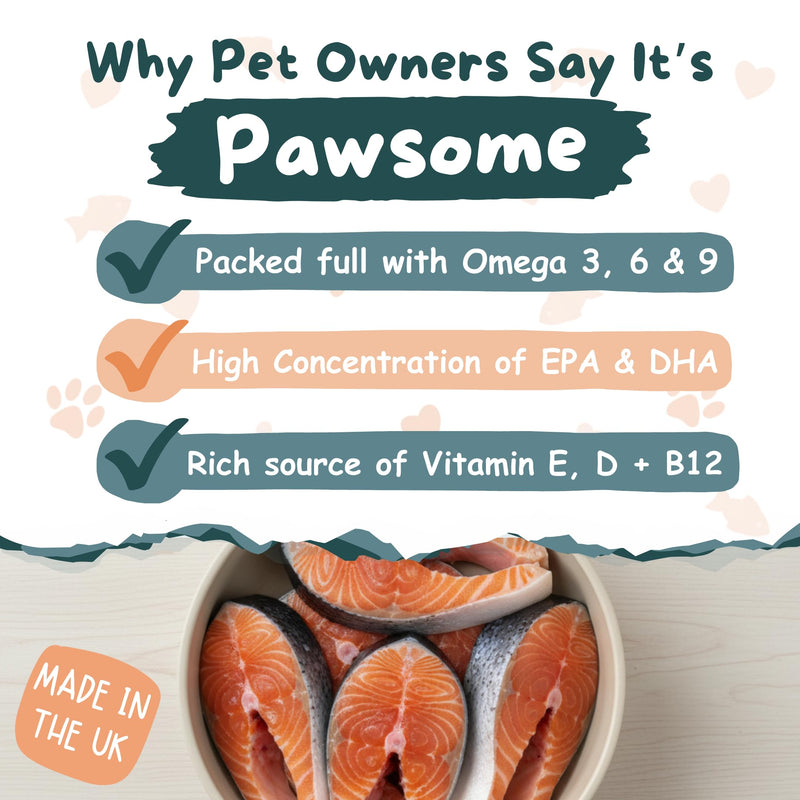 PAWSY Scottish Salmon Oil for Cats 500ml – Omega 3, 6 & 9 for Skin and Coat – Natural EPA and DHA – Supports Healthy Skin, Glossy Fur and Joint Comfort – Tasty Drizzle Cats Love (500ml)