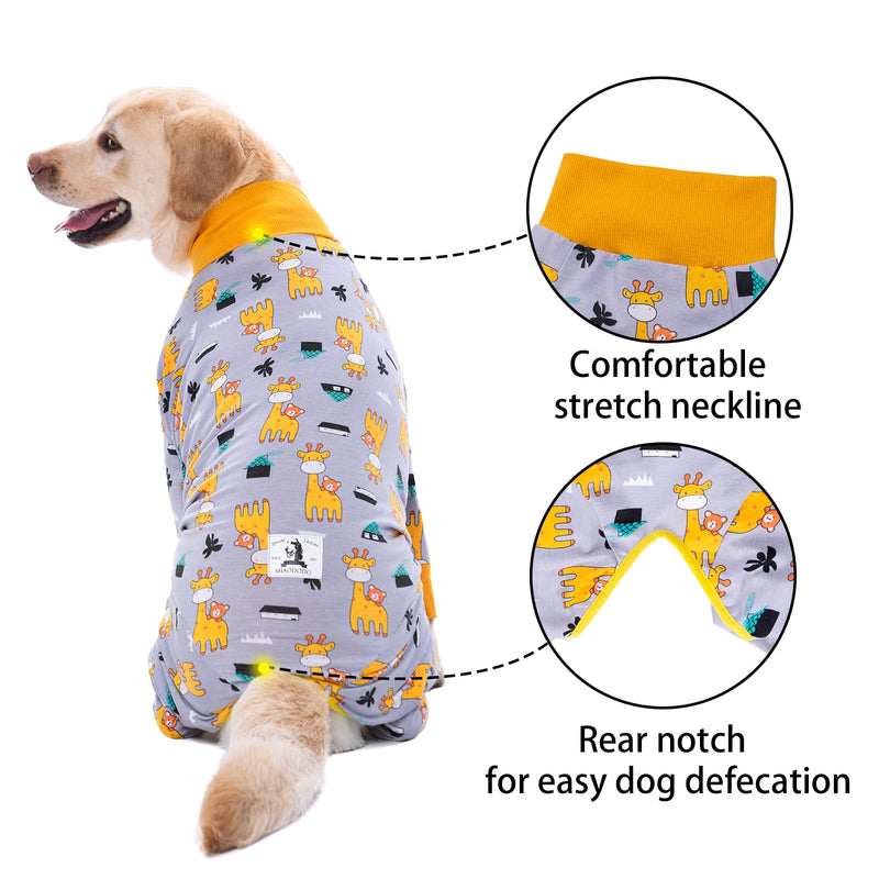 Axcimond Dog Bodysuit After Surgery Dog One-Piece Dog Bodysuit Castration Female/Male Surgery Body Dog Recovery Suit for Dogs After Surgery Long-Sleeved Wound Protection Suits Alternative to Neck Collars for Dogs 5XL Gray Giraffe - BeesActive Australia