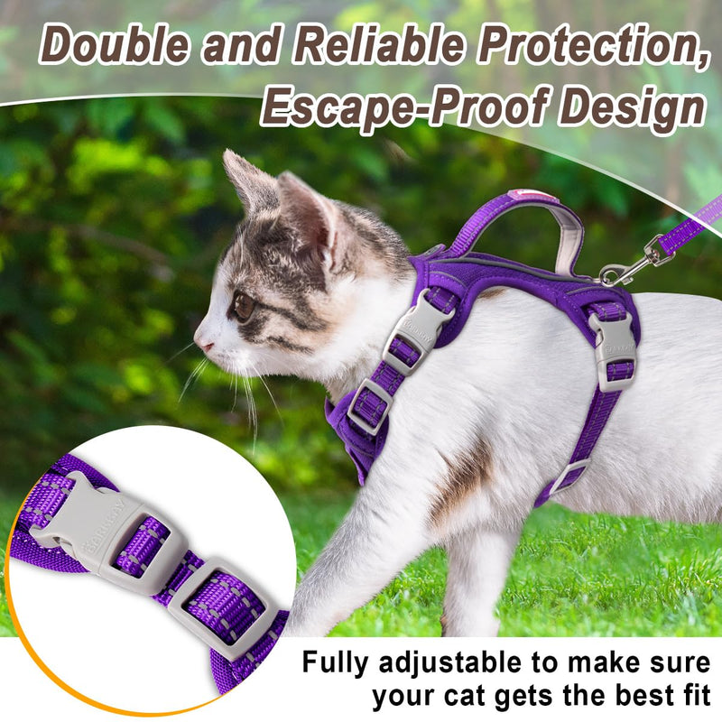 Cat Harness and Leash Set for Walking Escape Proof for Small Large cat Kitten Harness with ID tag Pocket (Purple,XXS) XX-Small Purple - BeesActive Australia