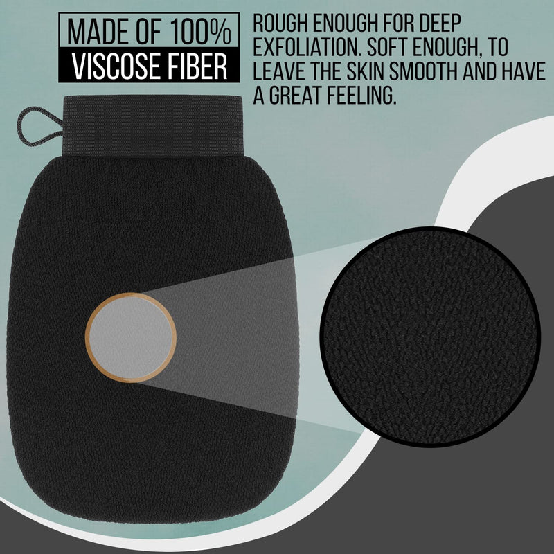 Exfoliating Body Scrub for Bath & Shower Use - Face Scrubber & Body Exfoliator for Dead Skin Remover - Korean Exfoliating Glove Shower Scrub for Men and Women - Pair All Black Black Pair - BeesActive Australia