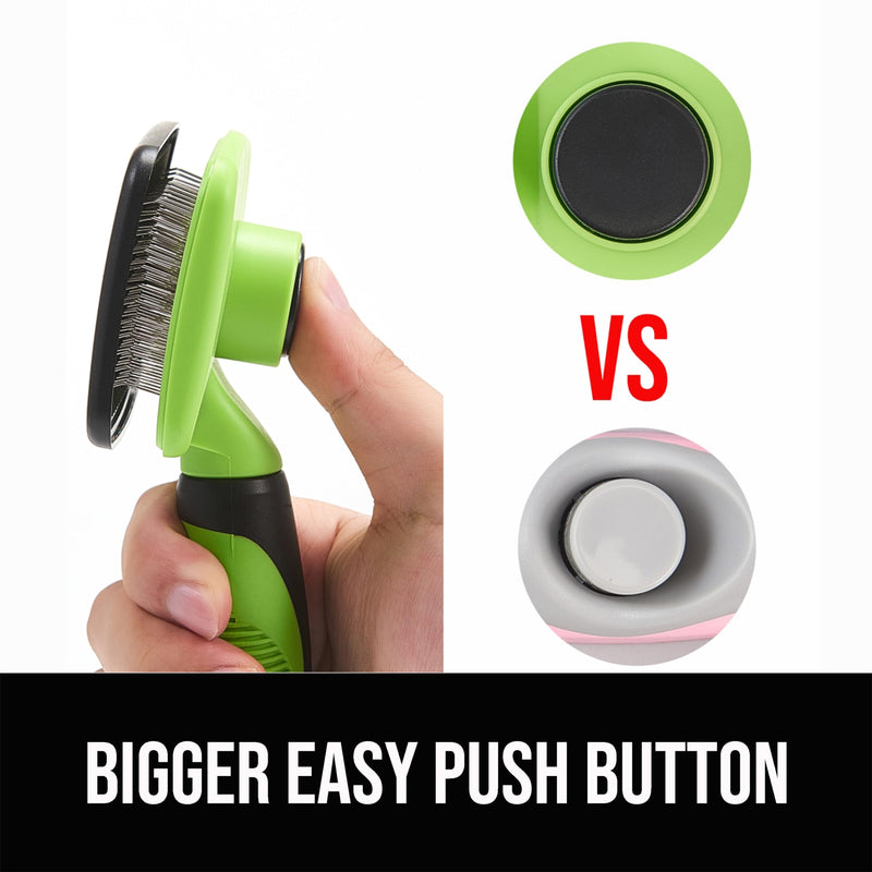 Self Cleaning Dog Brush, Slicker Brush for Long and Short Haired Dogs, Skin Friendly Grooming Dog& Cat Brush for Shedding, Deshedding Dog Brush for Grooming, Green - BeesActive Australia