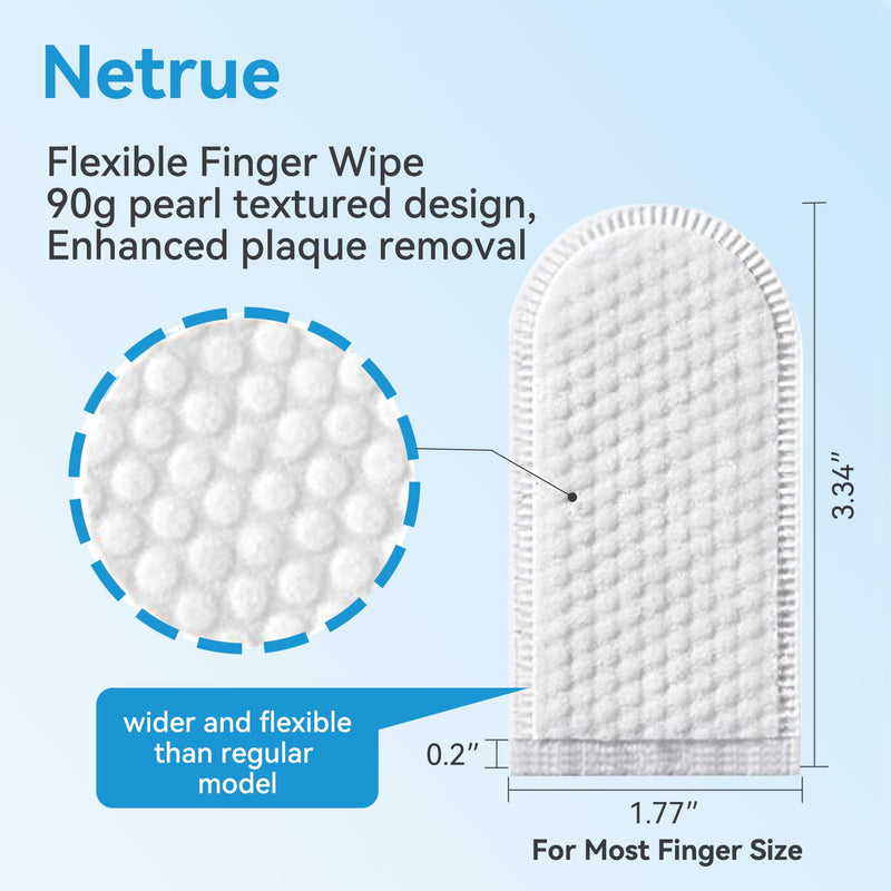 Netrue Dog Teeth Cleaning Wipes, Dog Dental Cleaning Finger Wipes for Dogs Teeth，Dog Tooth Wipes- Reduces Plaque & Freshens Breath (60 Count) - BeesActive Australia