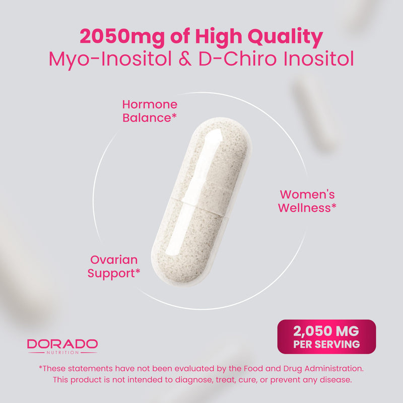Myo-Inositol & D-Chiro Inositol Supplement For Women (120 Capsules, 2050mg Per Serving Ideal 40:1 Ratio Myo Inositol) Hormone Balance for Women - Third Party Tested, Vegan Safe & USA Made - 120 Count 120 Count (Pack of 1) - BeesActive Australia