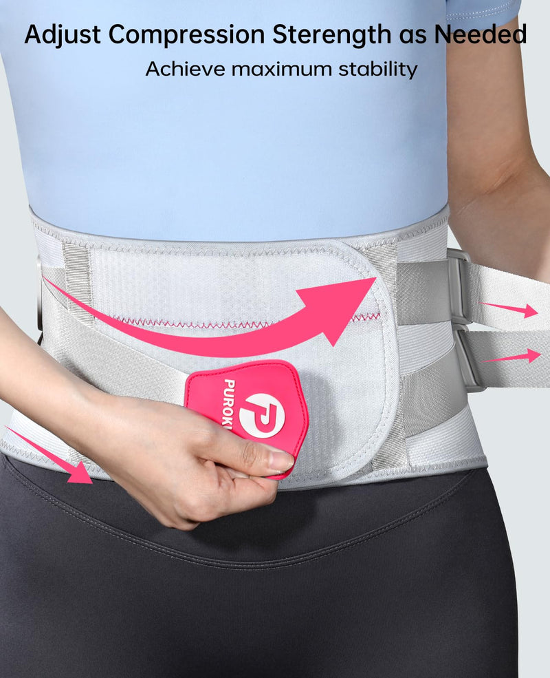 Back Brace for Lower Back Pain Women with Widened Alloy Stays,Adjustable Back Support Belt for Women & Men with Lumbar Pad,Breathable Lumbar Support Belt for Heavy Lifting & Work,Sciatica, Scoliosis, Herniated Disc,White/Pink Size M (Waist:33.5"-40.2")