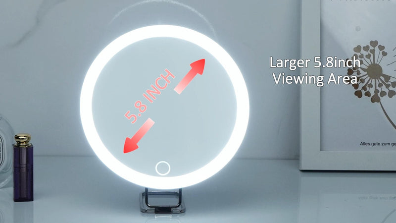 40X Magnifying Mirror with Lights, 6inch Makeup Mirror, Compact Travel Size White-40x 6"L x 6"W