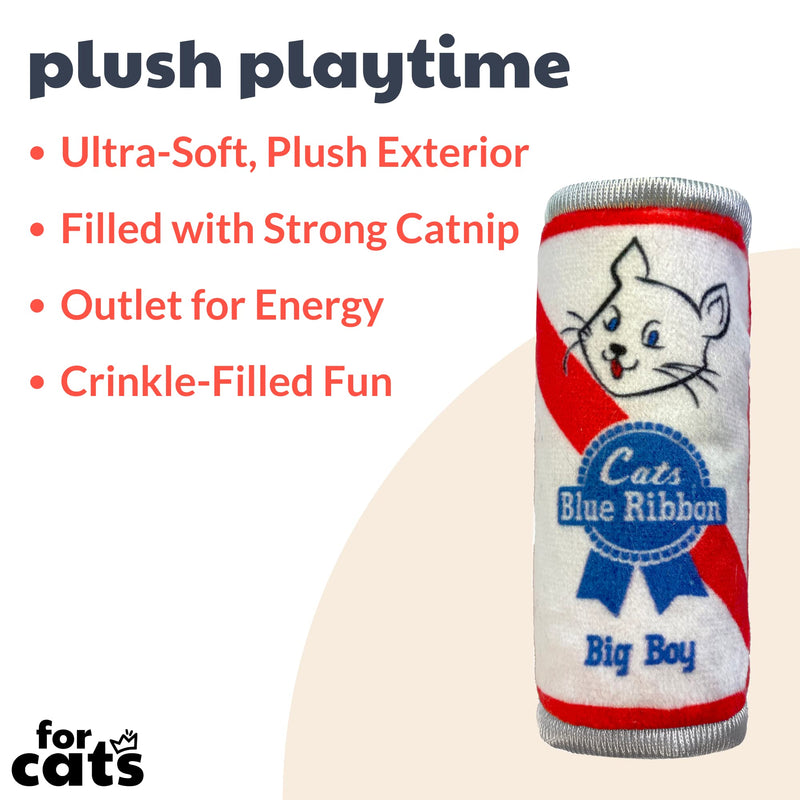 Huxley & Ket Plush Cat Toy | Cats Blue Ribbon | Nappy Hour Strong Catnip Filled Cat Toy | Plush Interactive Kitten and Cat Toy with Catnip and Crinkle | Kittybelles - BeesActive Australia