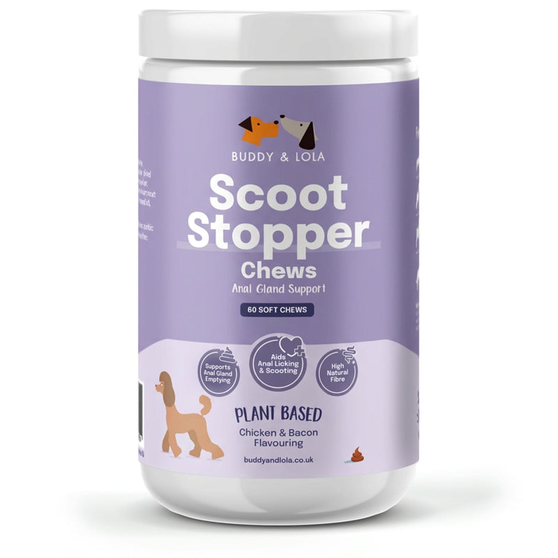 Buddy & Lola Scoot Stopper Anal Gland Chews For Dogs - High Fibre Chews To Stop Scooting and Licking Under Tail with Natural Fibre Ingredients For Dogs Dandelion Root, Pumpkin Powder and Beet Pulp 5060928060024