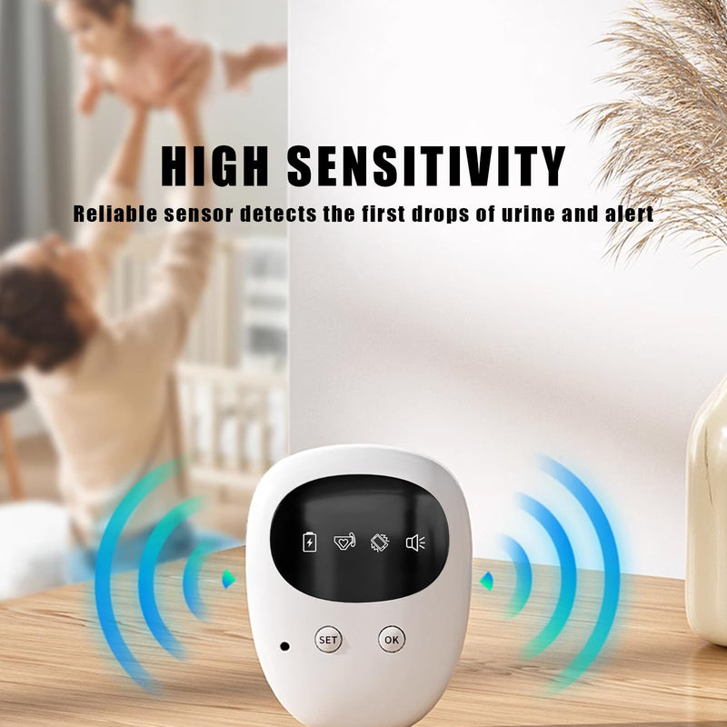 Wireless Bedwetting Alarm for Boys and Girls, USB Rechargeable, 3 Working Modes, Pee Alarm for Children (White) White