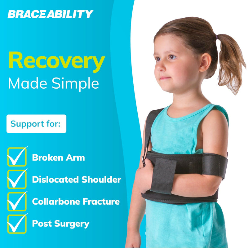 BraceAbility Pediatric Shoulder Immobilizer | Child Size Arm Sling Stabilizer for Broken Collarbone & Shoulder Injuries - Fits Toddlers, Kids, Youth & Teens (20" - 30" Chest Circumference) - BeesActive Australia