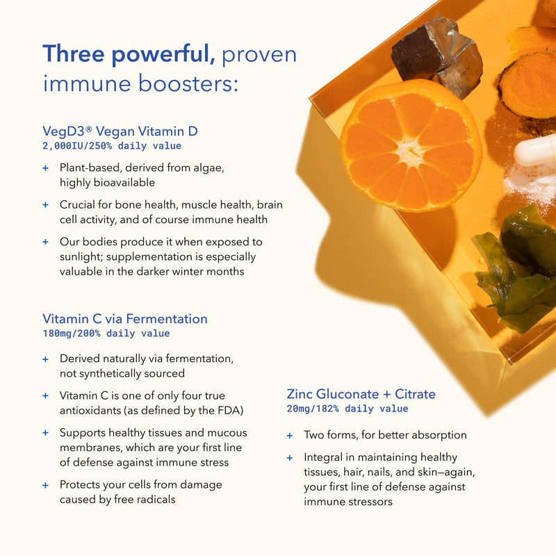 TRU NIAGEN Immune Support Supplement - Daily Defense - Vitamin C from Fermentation, Vegan Vitamin D3 2000 IU, Zinc, Plus Theracurmin (Curcumin) + Multi Award-Winning NAD Boosting Niagen 150mg 30ct 30 Servings (Pack of 1)