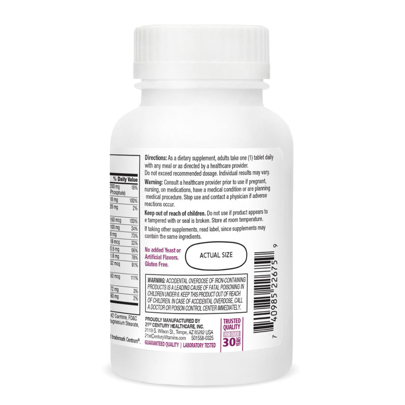 21st Century Sentry Women Multivitamin with Iron & Calcium, 120 Count | Complete Women's Multivitamin & Multimineral with Iron, Compare VS. Centrum® Women, Daily Energy, 120-count 4-month Supply 120 Count (Pack of 1)