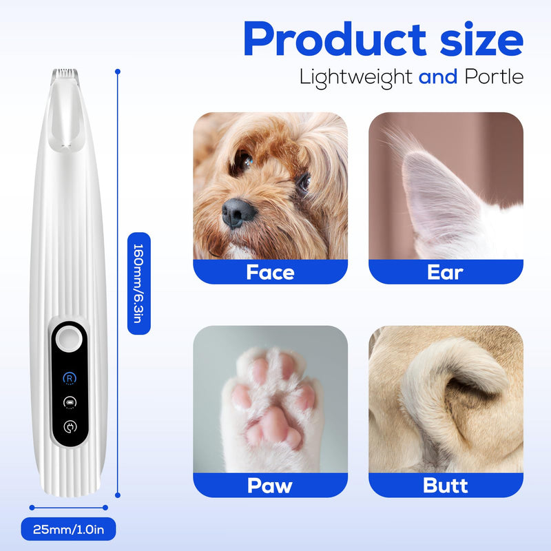 Paw Trimmer for Dogs, USB Rechargeable Dog Clipper Quiet Dog Paw Trimmer Pro Dog Trimmer with LED Light Trimmer Dog Paws for Dogs A - BeesActive Australia