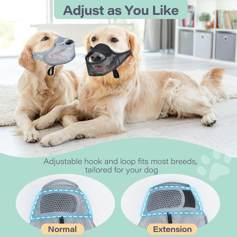 Muzzle for Dogs Muzzle Medium Dogs Muzzle for Large Dogs Muzzle Dog Adjustable Puppy Muzzles for Catching Biting, Licking and Chewing, Allows Panting and Drinking (L, Grey) - BeesActive Australia