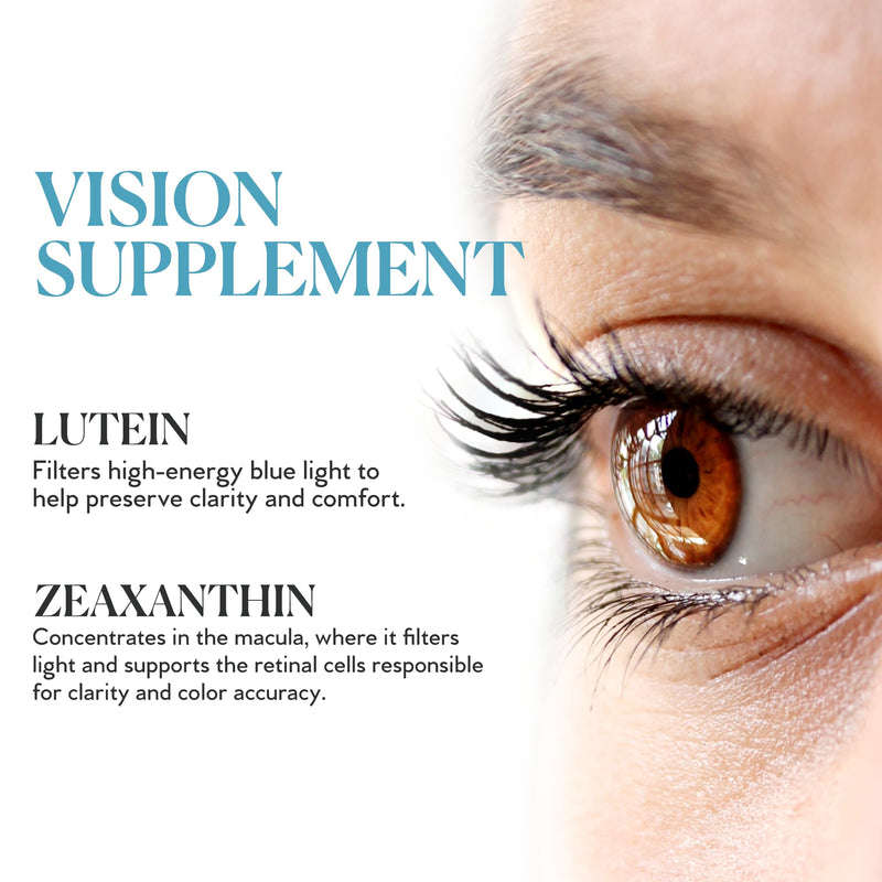 Eye Health Supplement for Vision and Mineral Supplement, Vitamin C & E, Lutein & Zeaxanthin, Zinc & Copper for Women and Men, Blue Light Protection, 60 Softgels, No Artificial Additives