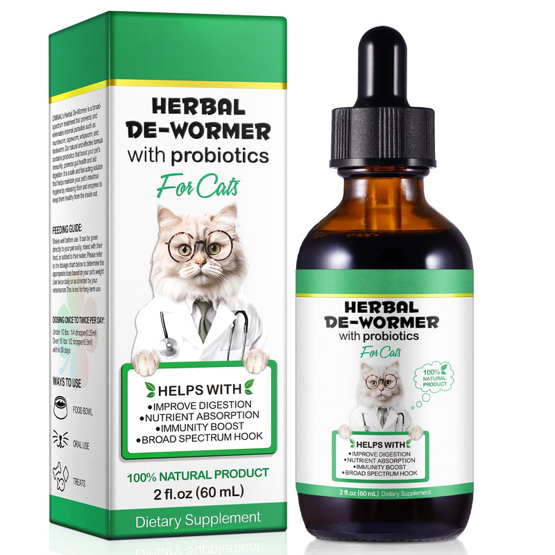 Cat Worming Treatment Cat Wormer Natural Herbal Wormer for Cats Kitten Worming Treatment Dewormer for Cats Liquid for Cat 60ml (60ml)