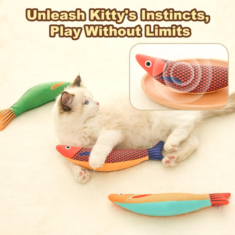Jiupety Cat Toys Saury Fish 3 Pack Cat Chew Sound Toys Bite Resistant Catnip and Toys Cat Kicker Toy Interactive Kitten Cat Toys for Indoor Cats 9.4 Inches - BeesActive Australia