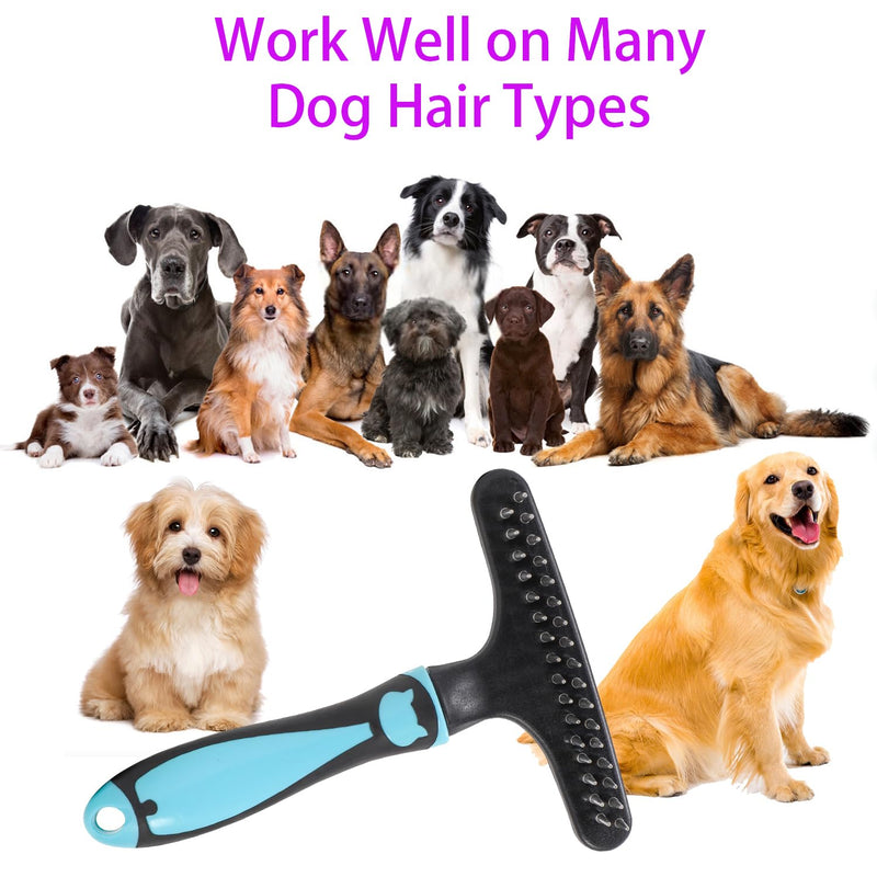 Pet Grooming Brush, Double Row Shedding Dog Grooming Rake for Dogs, Cats, matted, Short,Long Hair Coats - Brush for Shedding - BeesActive Australia