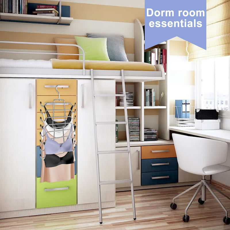 4Pcs Tank Top Hangers Space Saving Hanger Organizer Bra Hangers for Closet Organizer 360° Rotating Metal Closet Organizers and Storage Lingerie for Cami Bras Belts Swimsuits Lingeries Silver 4 Pack