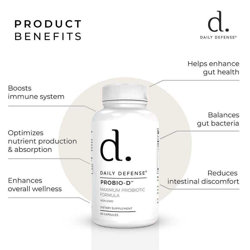 Probiotic Immune Support Supplement - Daily Probiotics for Men with Constipation & Gas - Digestion and Bloating Supplement & Probiotics for Women - 60 Capsules, PROBIO-D