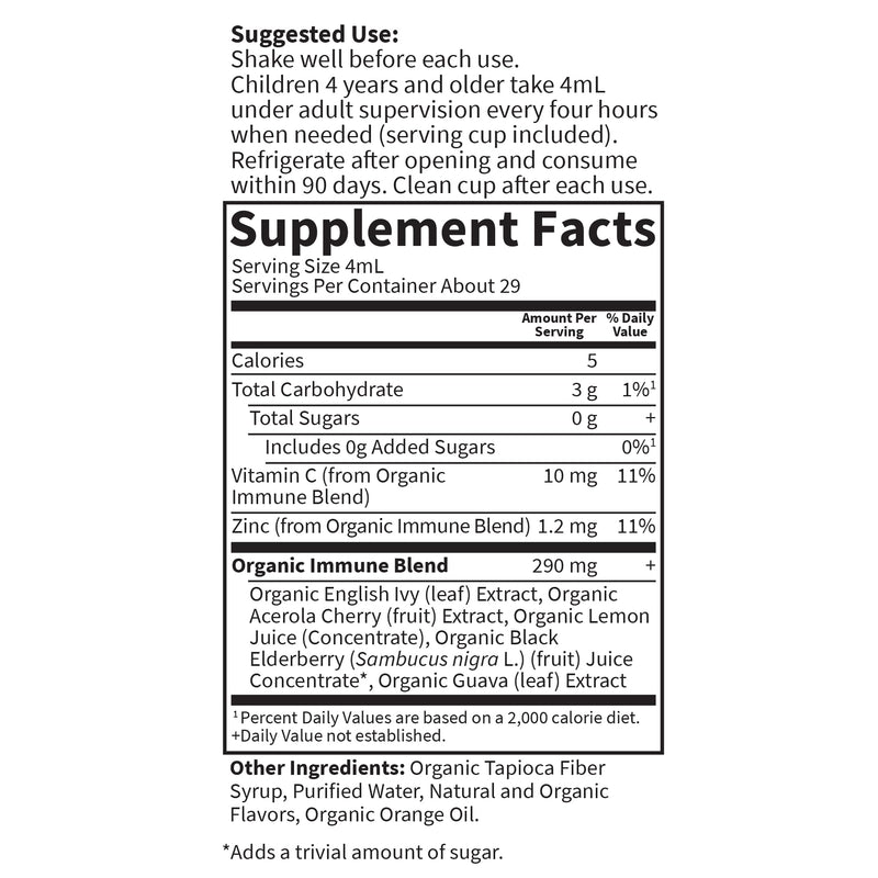 Garden of Life Organics Cough & Mucus Immune Syrup, Elderberry Zinc Immune Support Cough Syrup for Adults & Kids 12+, Offers Vitamin C & Echinacea, Sugar-Free, 5 Fl oz