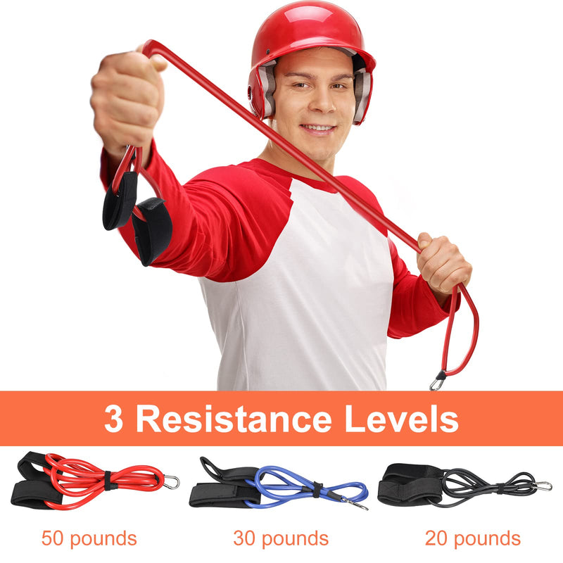 Skylety 3 Pcs Baseball Resistance Bands Youth & Adult Exercise Baseball Pitching Training Bands, 3 Levels 20/30/50 Lbs Black, Blue, Red