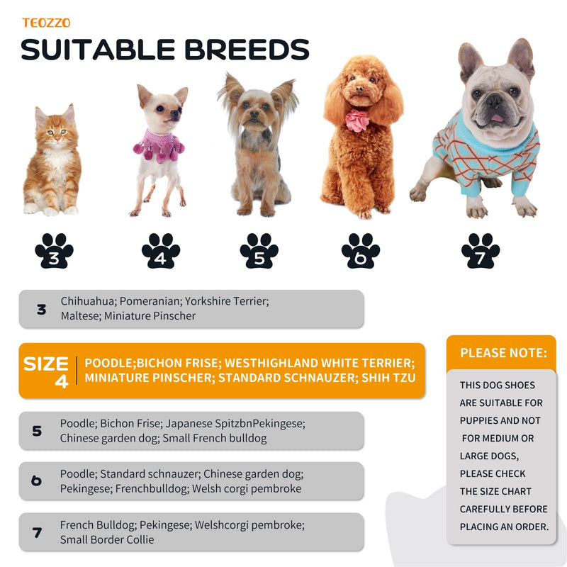 Dog Boots Dog Snow Boots for Winter Dogs Boots & Paw Protector Warm Dog Booties for Puppy with Reflective Strip Dog Shoes for Small Medium Size Dogs 4PCs Black Size4 Size 4: 1.57"(Width) - BeesActive Australia