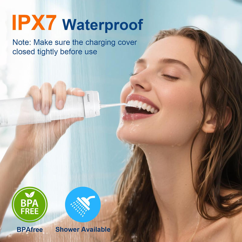 2026 New Portable Water Flosser for Teeth, 4 Modes & 4 Intensity Levels, Mini Small Design with Exquisite Travel Case, Removable Tank, IPX7 Waterproof, Cordless Dental Oral Irrigator (White) White