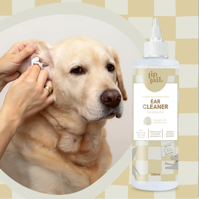 Tip Tail Dog Ear Cleaner - Soothes, Softens and Removes Ear Wax, Reduces Ear Odour, Redness and Irritation, Easy to Use Applicator, Plant-based and Natural Ingredients, with Eucalyptus Oil (250 ml)